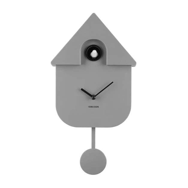 Karlsson Modern Cuckoo Wall Clock - Grey Restocked