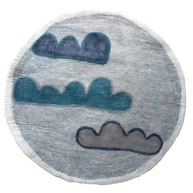 Tik Tak NZ Wool Felt Rug β Clouds Kiwiana
