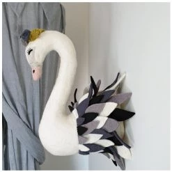 Tik Tak Kiwiana Handmade Wool Wall Swan Head - Monochrome