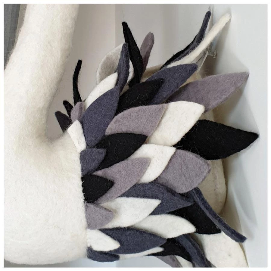 Tik Tak Kiwiana Handmade Wool Wall Swan Head - Monochrome