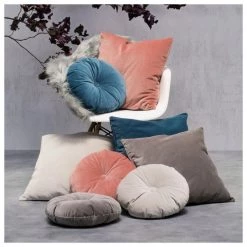 Jason Grey Velvet Round Cushion (35cm)